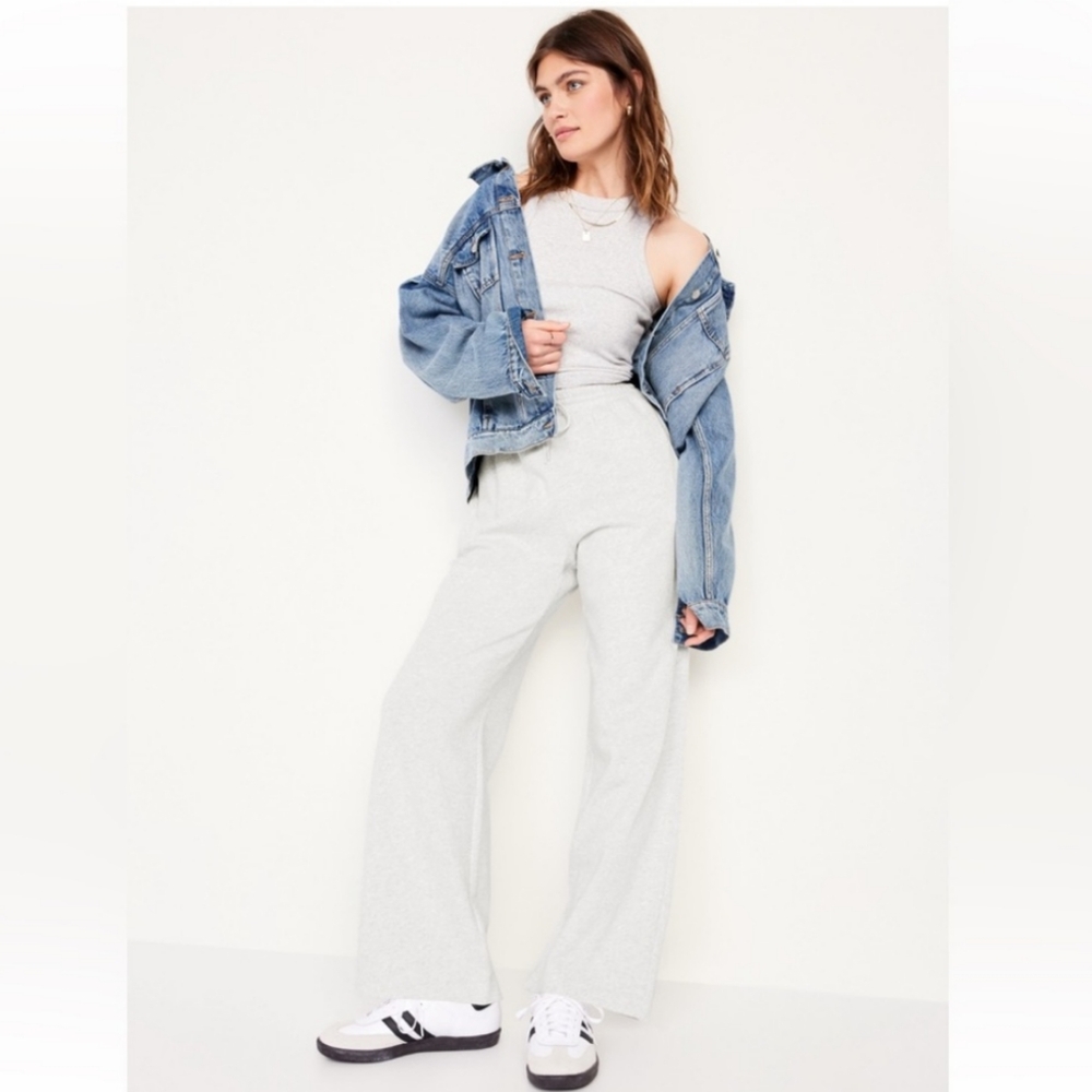 Zara Women's S Sweat Pants Elastic Waist Drawstring Wide Leg